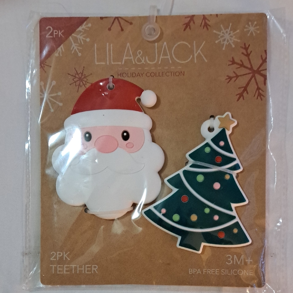 Lila & Jack Holiday Collection Santa Tree BPA Free Silicone Teether 3M+